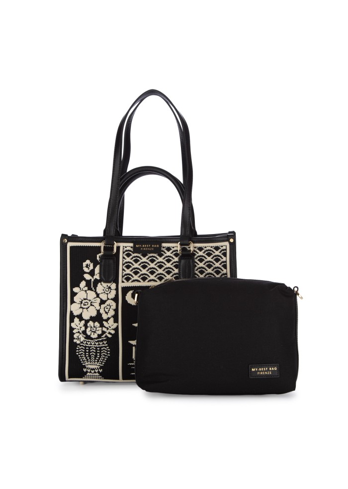 borsa a spalla donna my best bag atena willow small nero bianco