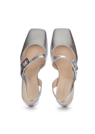 NAPOLEONI |  SANDALI SLINGBACK TACCO CRACK ARGENTO