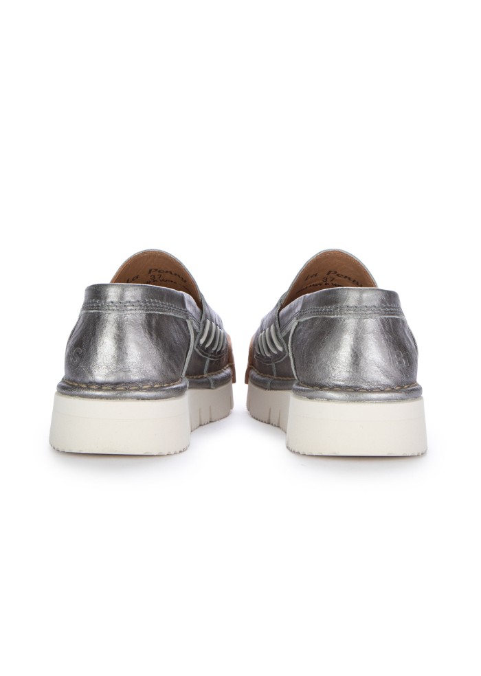 damen loafer bng real shoes la penny brillante silber